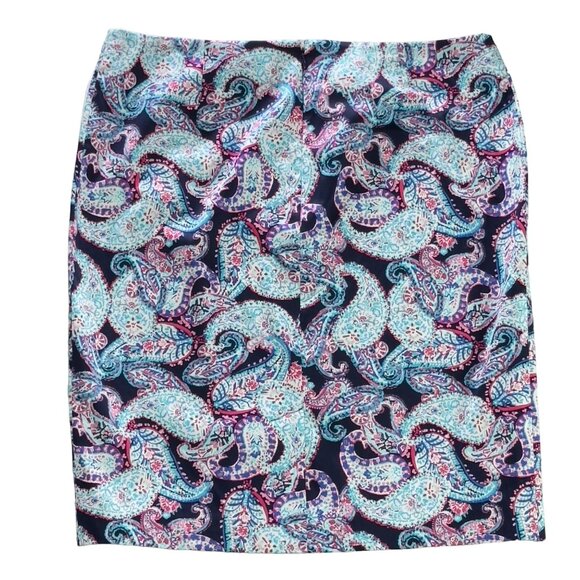 TALBOTS Petites Paisley Print Cotton Spandex Knee-Length Skirt Size 14P - Picture 7 of 16